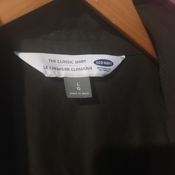 Olive Green Button Down Old Navy Shirt Size L - Picture 2 of 4